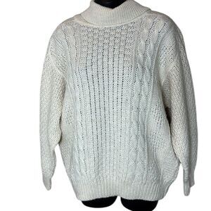 Vintage Bogner‎ wool alpaca cable knit turtleneck sweater small fisherman